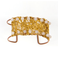 Fair Trade Bracelet Recycled Wire Pearly White Nesting