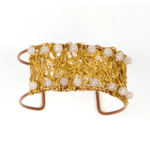 Fair Trade Bracelet Recycled Wire Pearly White Nesting