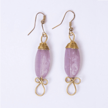 Fair Trade Earrings Recycled Wire Pretty Pink Glass Bead