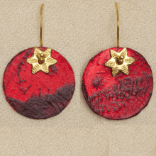 Parchment Jewelry Disk Earrings Beet Gold Stars