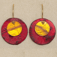 Parchment Jewelry Disk Earrings Beet Mexican Papaya