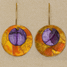 Parchment Jewelry Disk Earrings Carrot Purple Cabbage