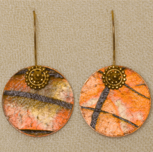 Parchment Jewelry Disk Earrings Mexican Papaya Gilded Gold