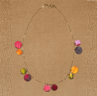 Fruit and Vegetable Parchment Jewelry Seasonal Spaced Disks Necklace