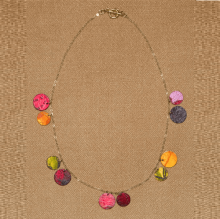 Fruit and Vegetable Parchment Jewelry Seasonal Spaced Disks Necklace