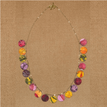 Fruit and Vegetable Parchment Jewelry Season Variety Disks Necklace