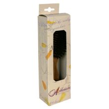 Wooden Natural Bristle Hairbrush Oval Veined