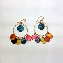 Parchment Jewelry Circle Chandelier Disk Earrings Fruit and Vegetable Variety