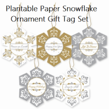Plantable Paper Snowflake Ornament Gift Tag Set