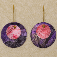 Parchment Jewelry Disk Earrings Purple Cabbage Watermelon Radish