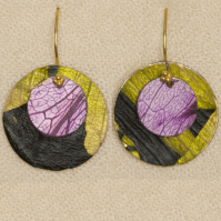 Parchment Jewelry Disk Earrings Zucchini Purple Cabbage