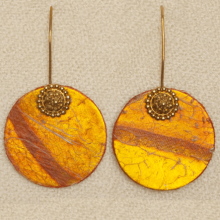 Parchment Jewelry Disk Earrings Mexican Papaya Gold Medallion