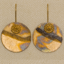 Parchment Jewelry Disk Earrings Gilded Thai Green Papaya