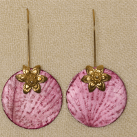 Parchment Jewelry Disk Earrings Watermelon Radish Vermeil Flowers