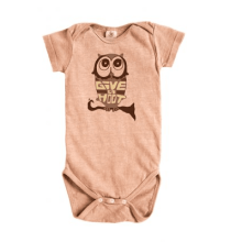 Infant Organic Onesie Ecofriendly Owl (Clay-Dyed ECColors: Sunstone, Organic KidsSizes: --)