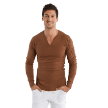 Mens Ecofriendly Long Sleeve V-Neck Thermal Shirt (Natural SOSize: --, Eco 4RColors: --)