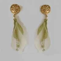 Natural White Potato Thai Green Papaya Blossom Filigree Post Earrings (MD Eco-friendly Jewelry Choices: --)