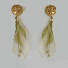 Natural White Potato Thai Green Papaya Blossom Filigree Post Earrings (MD Eco-friendly Jewelry Choices: --)