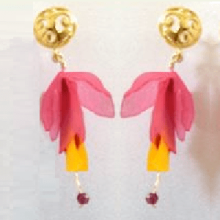 Natural Watermelon Radish Papaya Blossom Filigree Post Earrings (MD Eco-friendly Jewelry Choices: --)