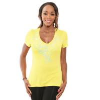 Organic Cotton Eco-friendly Bamboo Yoga Tee V-Neck Fitness (Low-Impact-Dye GAColors: --, Natural SOSize: --)