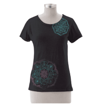 Organic Cotton T-Shirt Top Motif Skinny SS (Clay-Dyed ECColors: Black, Natural SOSize: --)