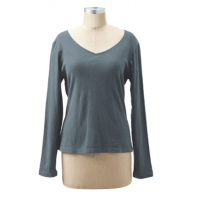 Organic Cotton Top V-Neck LS (Clay-Dyed ECColors: --, Natural SOSize: --)