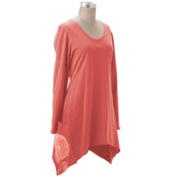 Organic Cotton Top Printed Pockets Handkerchief Tunic LS (Clay-Dyed ECColors: --, Natural SOSize: --)