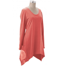 Organic Cotton Top Printed Pockets Handkerchief Tunic LS (Clay-Dyed ECColors: --, Natural SOSize: --)